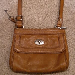 Fossil "marlow top zip" leather crossbody